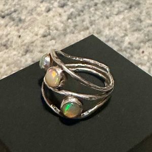 Sterling silver (925) multi-colored gemstone ring, Size 7.